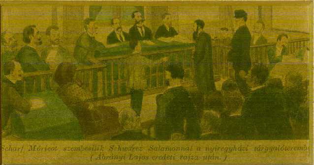 A tiszaeszlári per korabeli ábrázolása (Forrás: MZSL)
